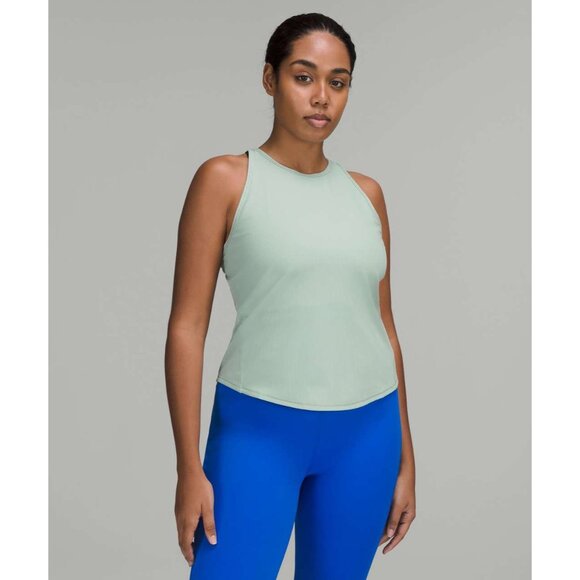 Lululemon Base Pace Ribbed Tank Top Silver Blue size 6 (Sage Green) - Picture 1 of 6